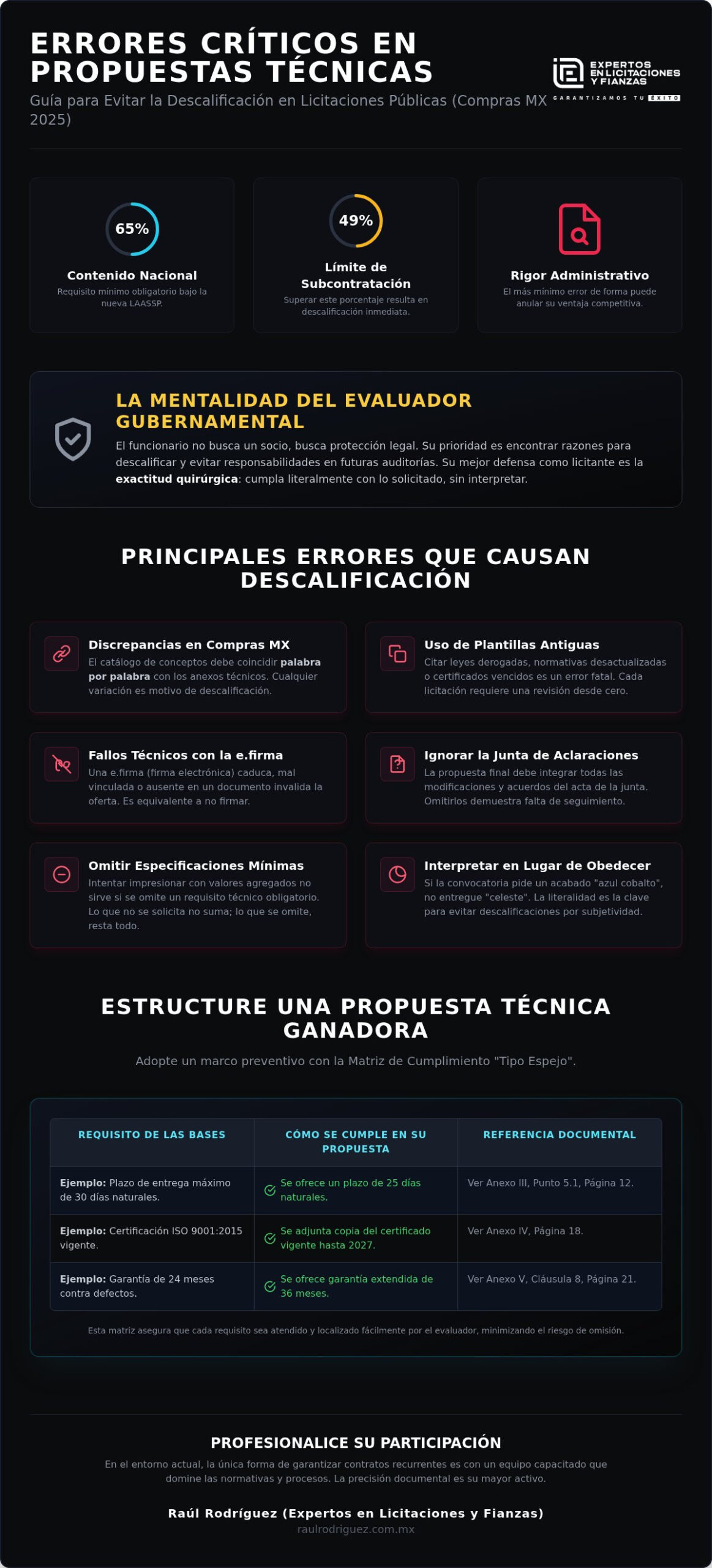 Errores comunes en propuestas técnicas: Guía para evitar la descalificación en México 2026