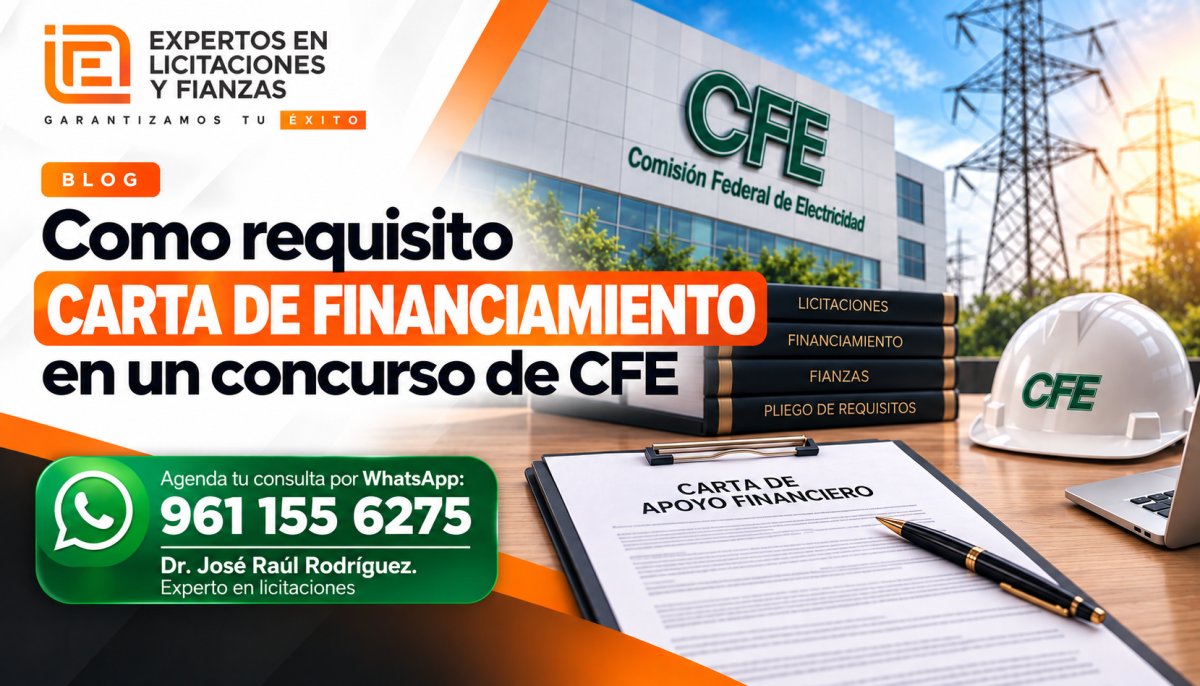 Carta de financiamiento en un concurso de cfe